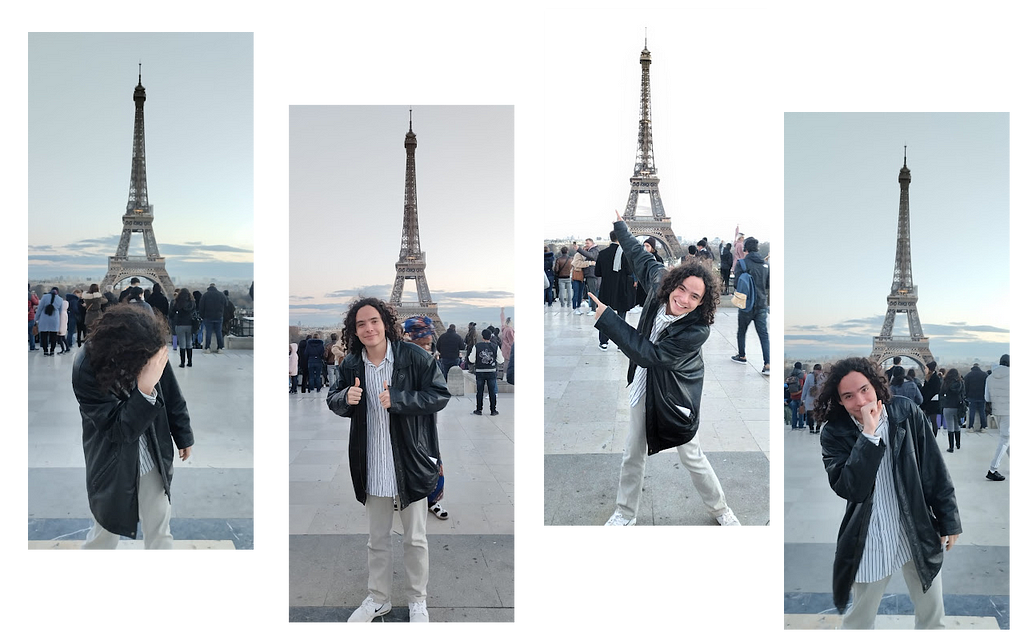 A superb photo of me in front of the eiffel tower