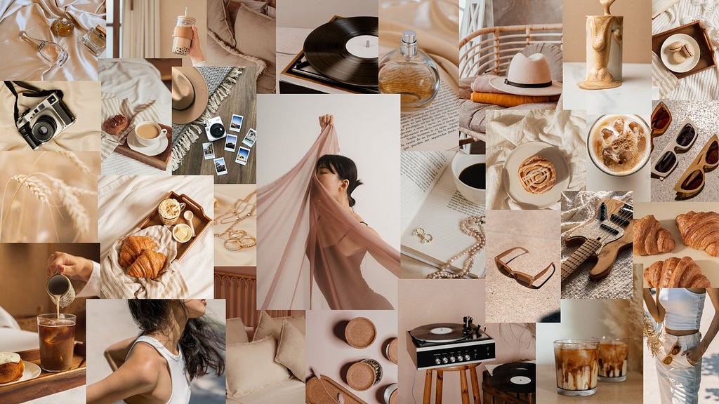 Brown Neutral Minimalist Mood Board Desktop Wallpaper