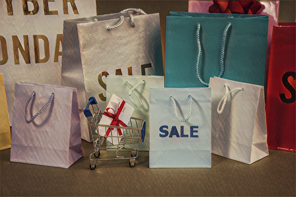 Sales bags and shopping carts for charm pricing