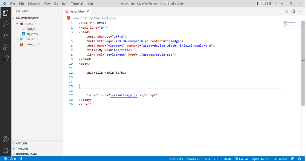 VS Code screenshot of starter template by Dnyanesh Kolhe