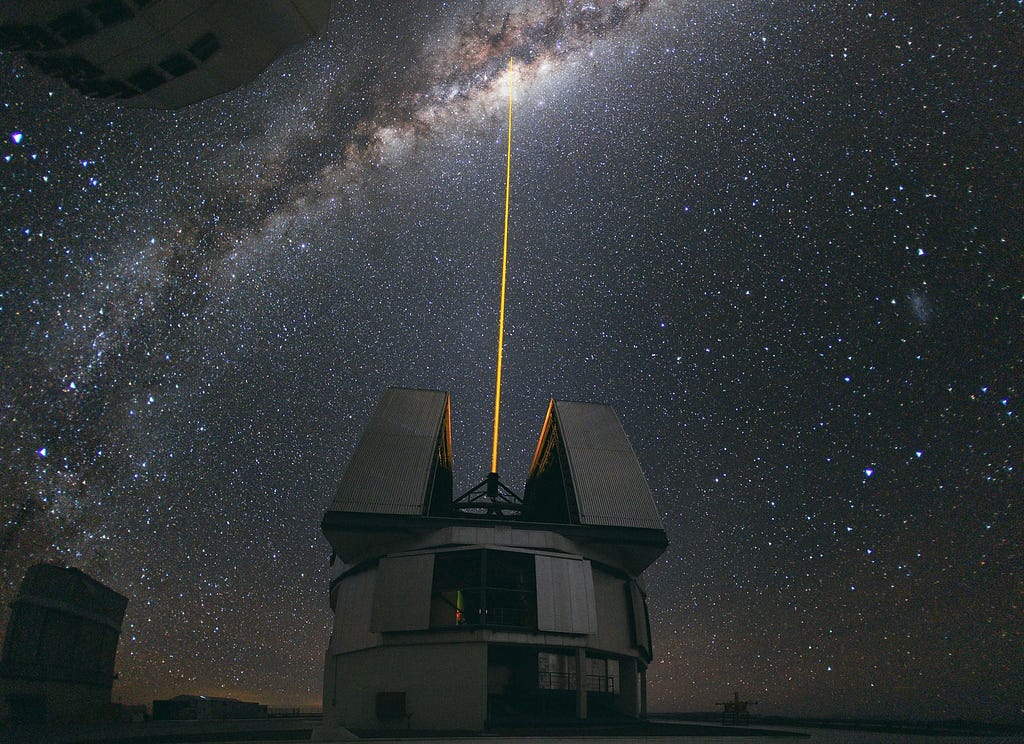 Image of a modern telescope scrutinizing the Milky Way