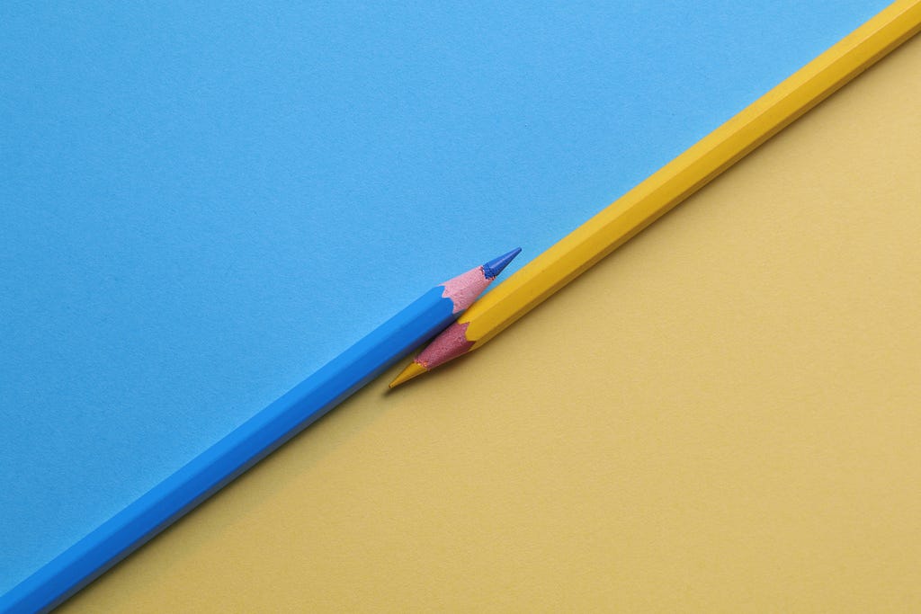 Yellow and and Blue Colored Pencils