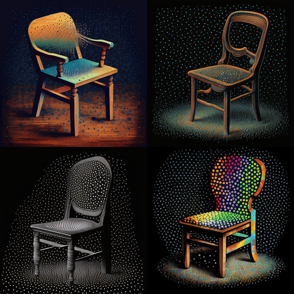 chairs, pointillism