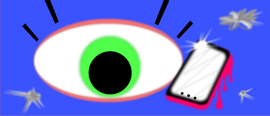 Decorative image — illustration of an eye and smartphone.