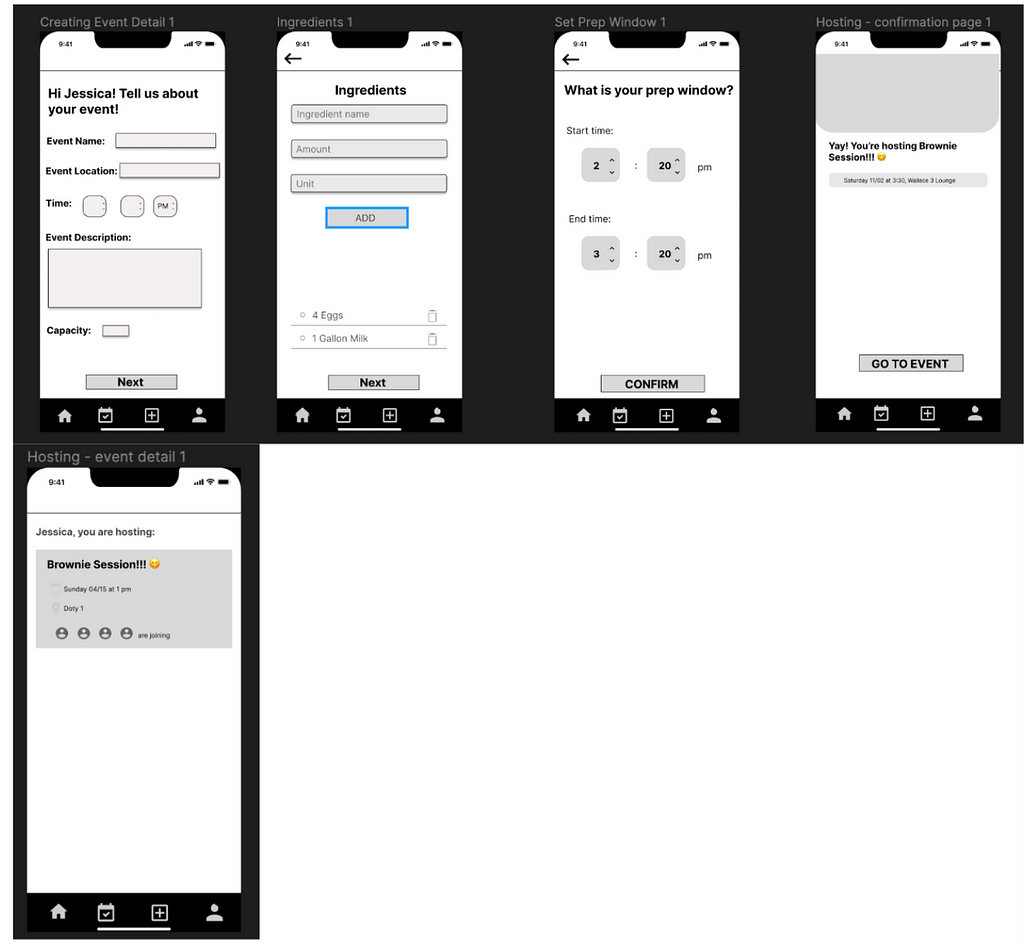 A picture of the rest of our mid-fidelity prototype.