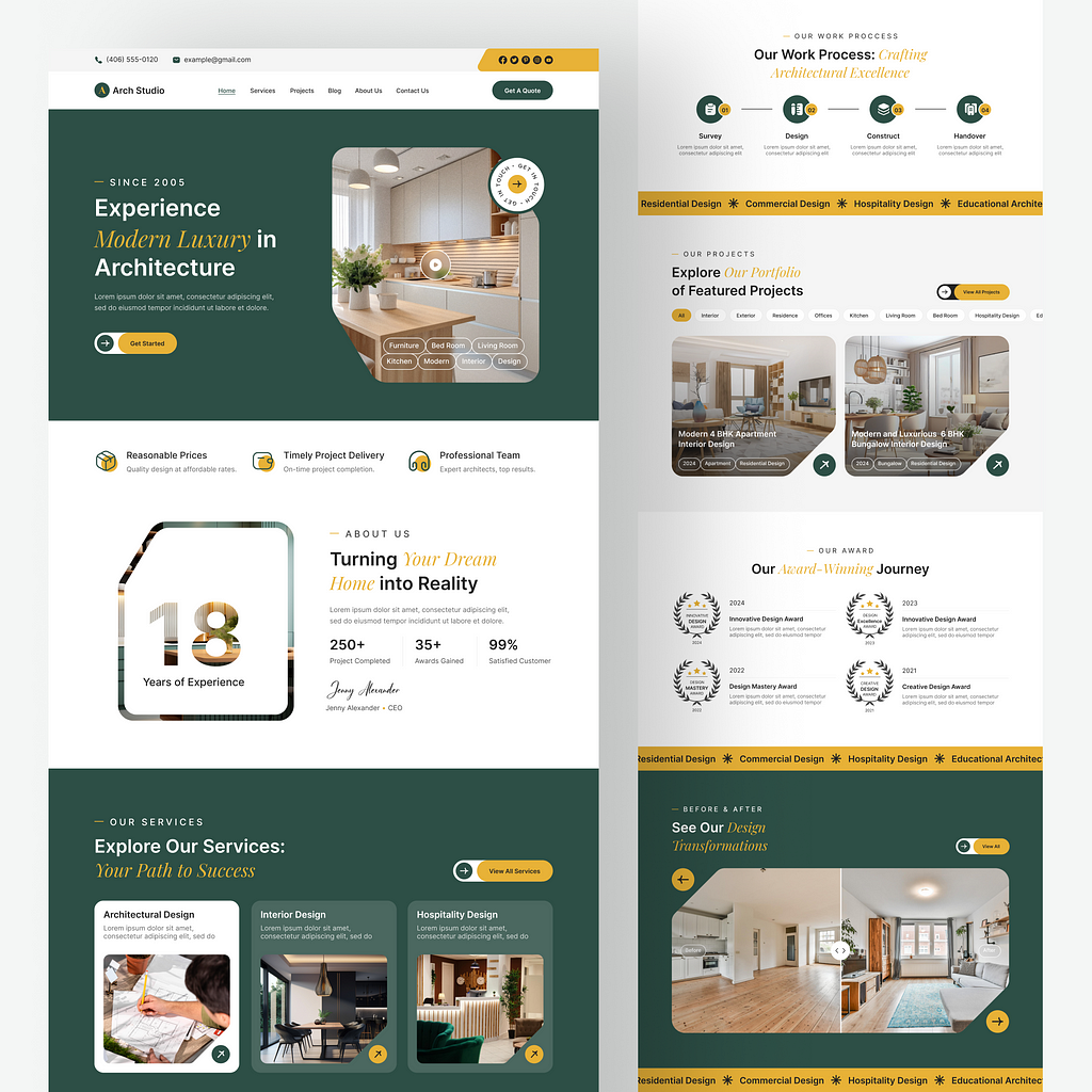 Architecture and Interior Design Service Provider Website UIUX Design