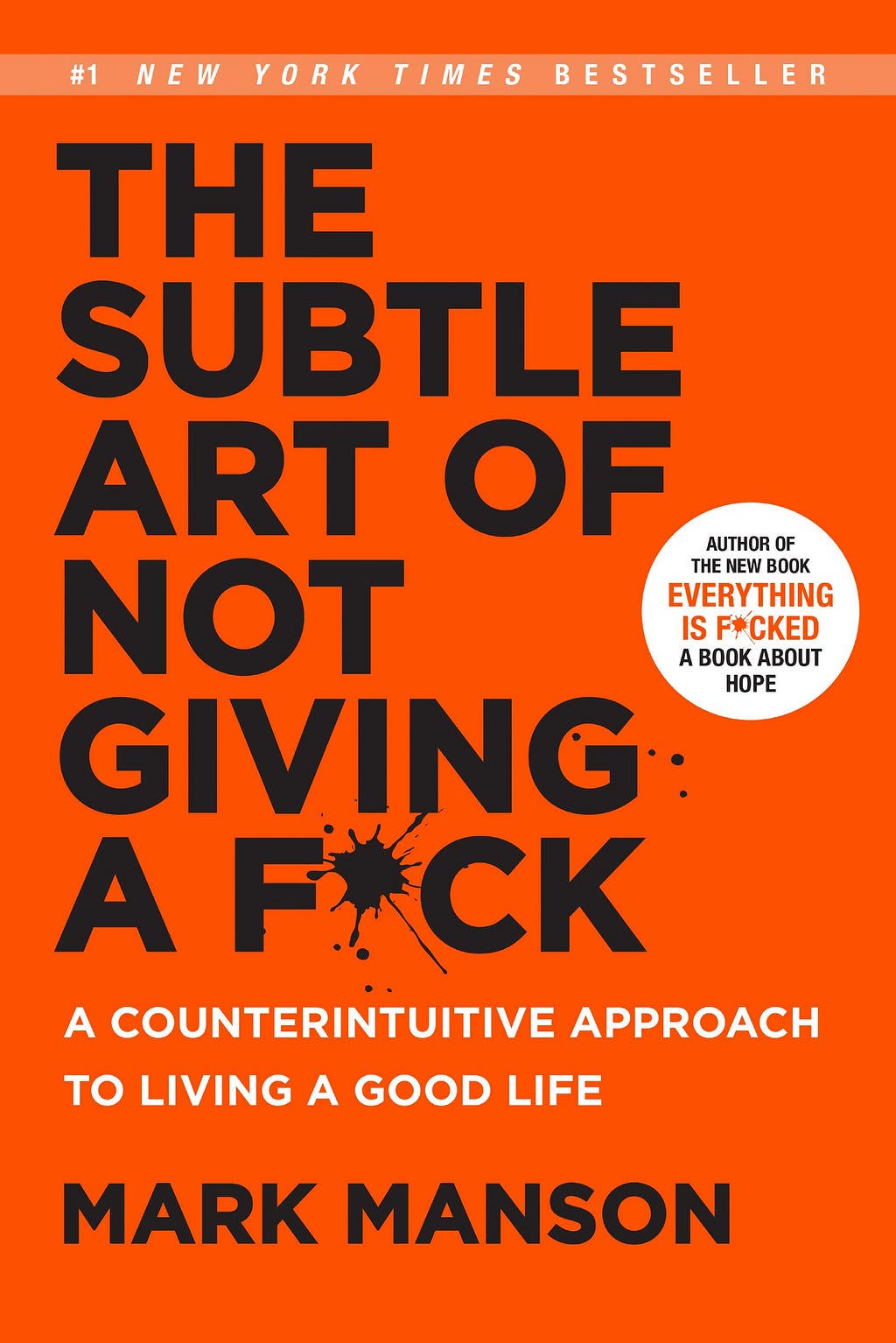 The book titled “The Subtle Art Of Not Giving A F*ck” by Mark Manson
