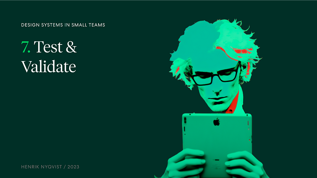 Image of a man looking at an iPad, in the style of Andy Warhol