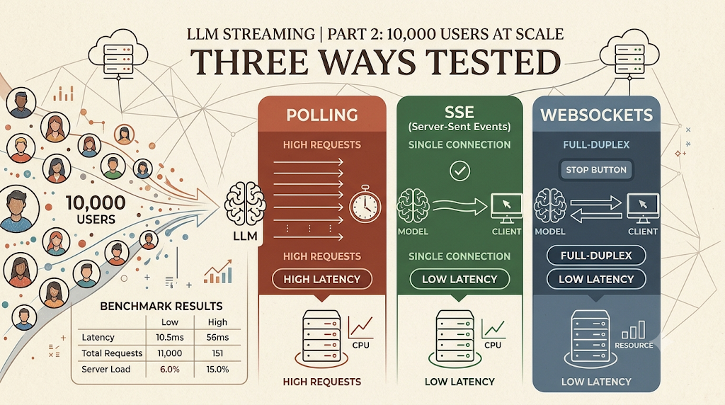 LLM Streaming, Part 2: I Built the Same Stream Three Ways, Then Threw 10,000 Users at It