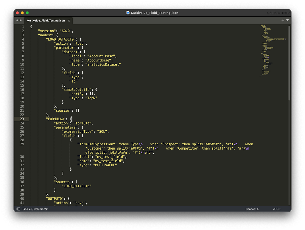 CRM Analytics Recipe JSON