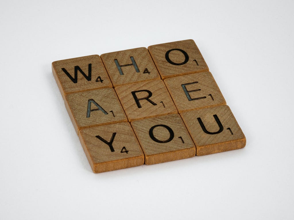 ‘who are you’ spelt in scrabble letters