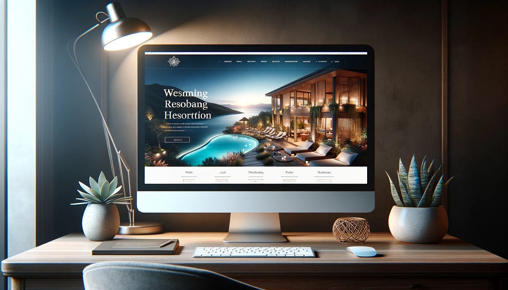 Optimized hotel website with high-quality images, easy navigation, and a central booking engine.