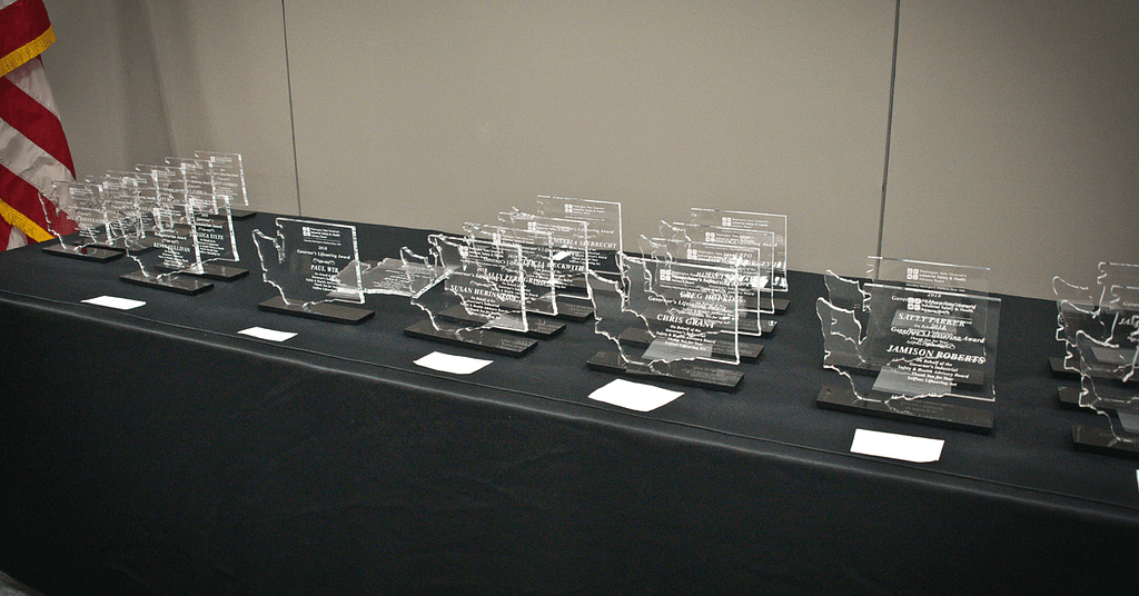 Governor’s Lifesaving awards on a table.