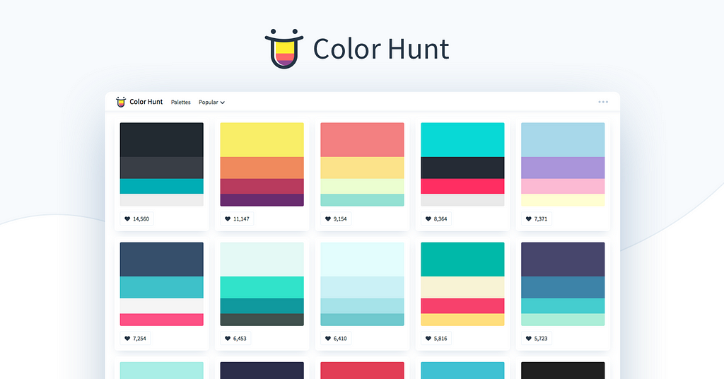 Imagem do site de paleta de cores “Color Hunt”