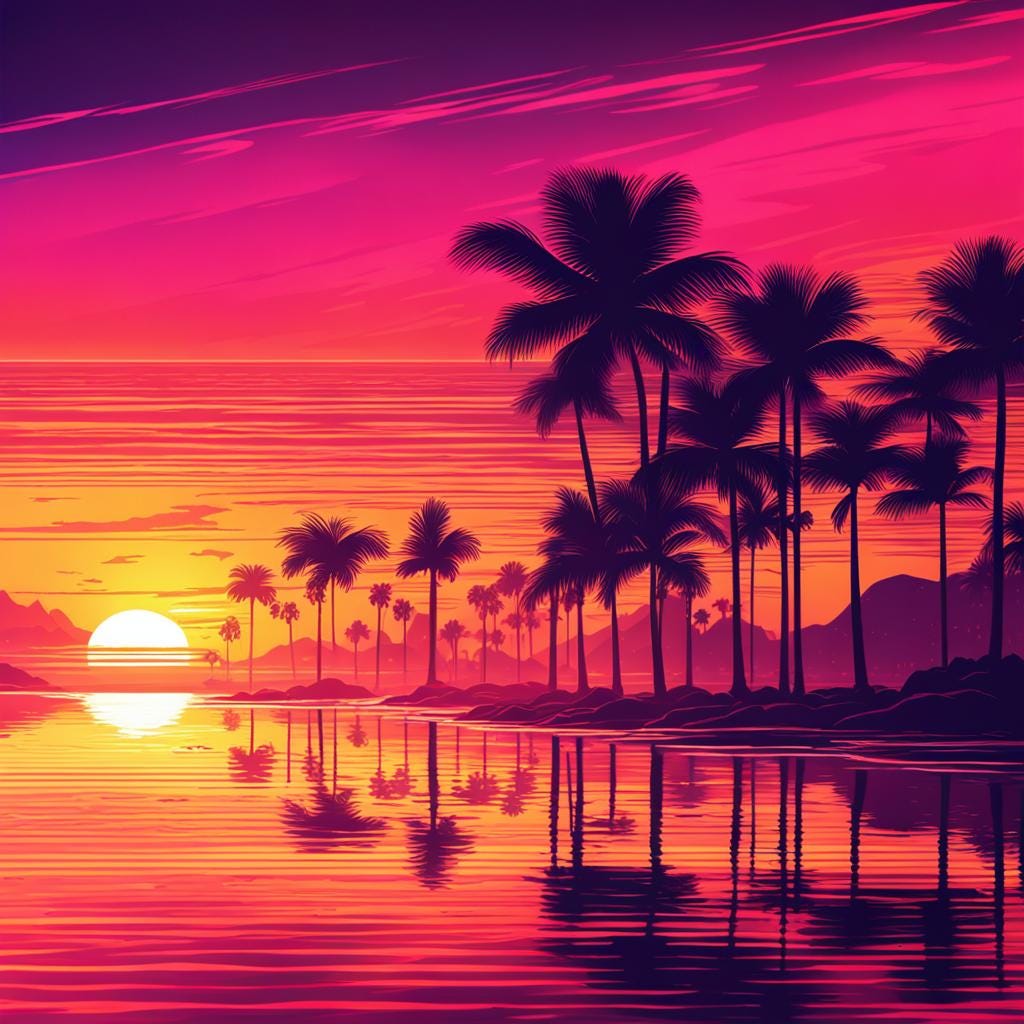 Tropical Beach Sunset with Palm Trees — AI Image Prompt