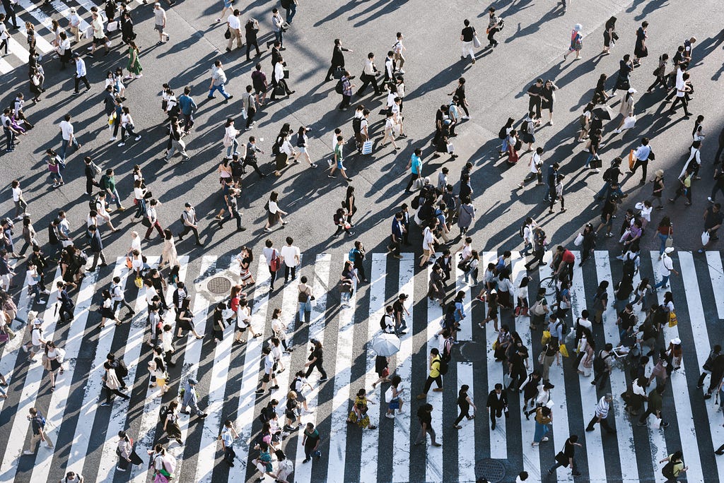 Crowded intersection in Japan