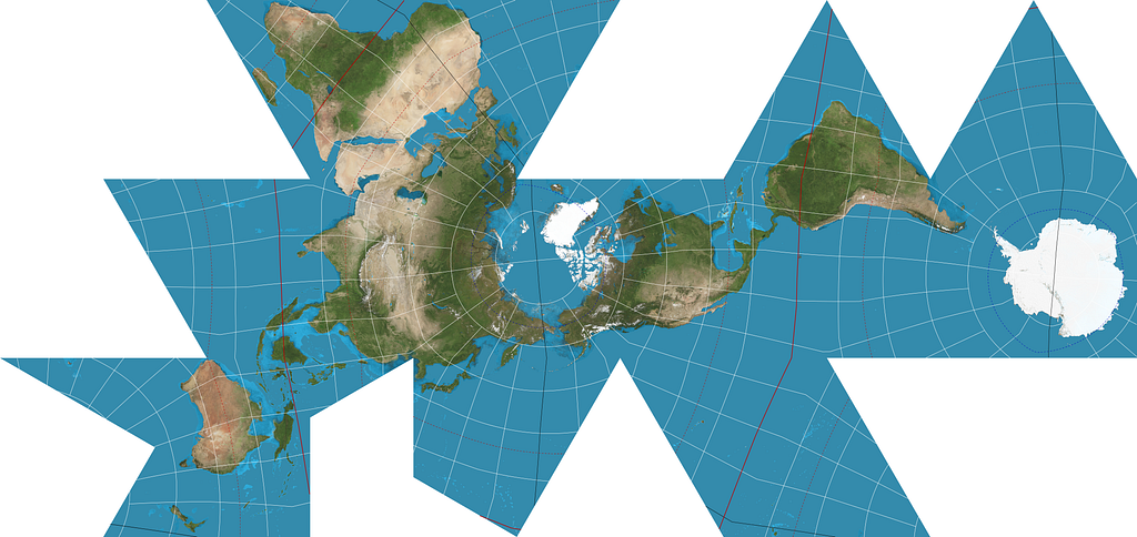 Dymaxion map, sourced from Wikipedia