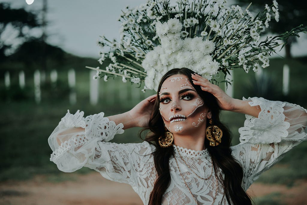 A Woman with Halloween Face Paint