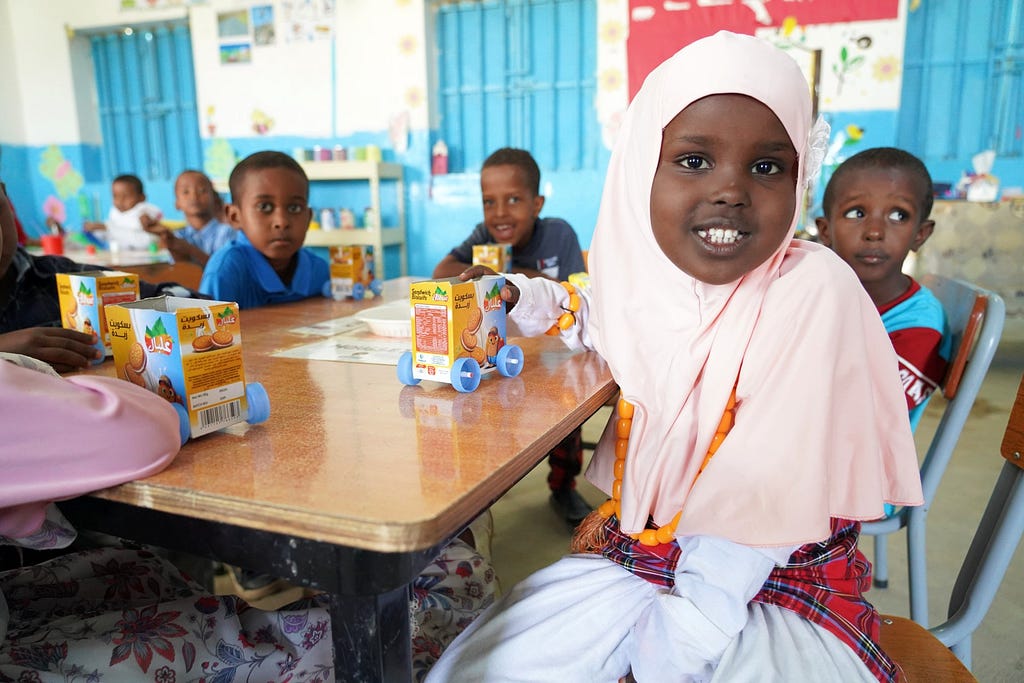 Children learn through arts, crafts, and play in Djibouti City.