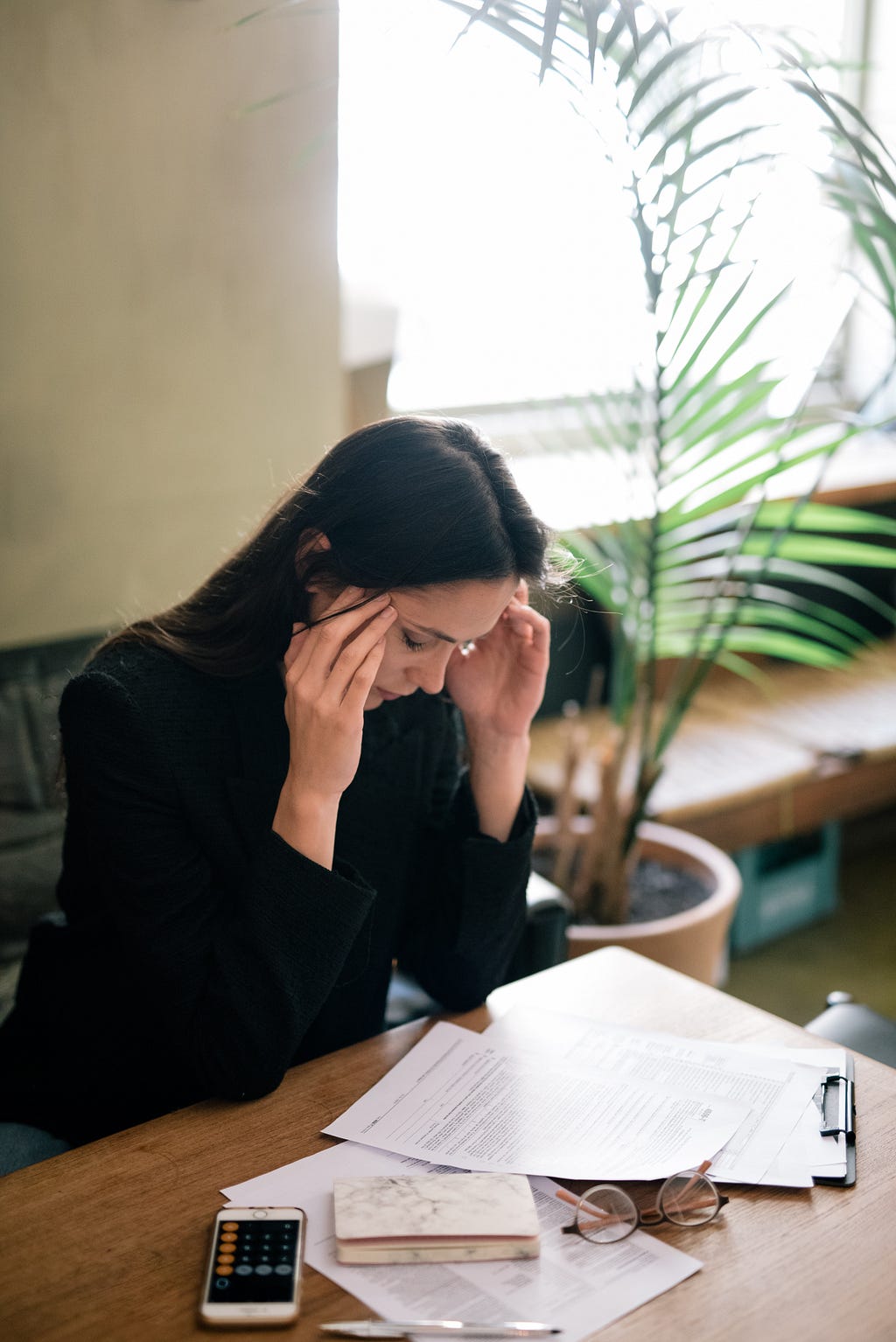 Stressed person due to toxic work environment