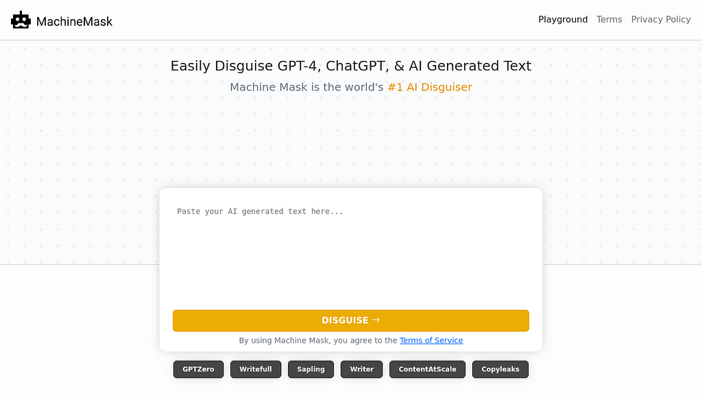 Machine Mask — Disguise AI Generated Text — Playground