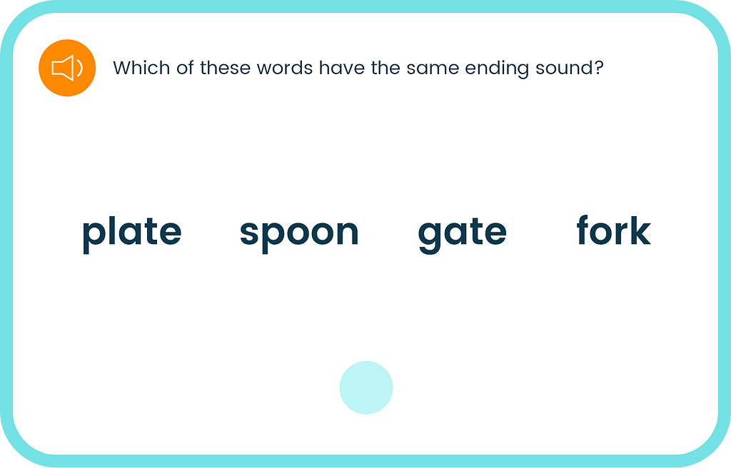 An image of a voice-enabled phoneme-matching exercise.