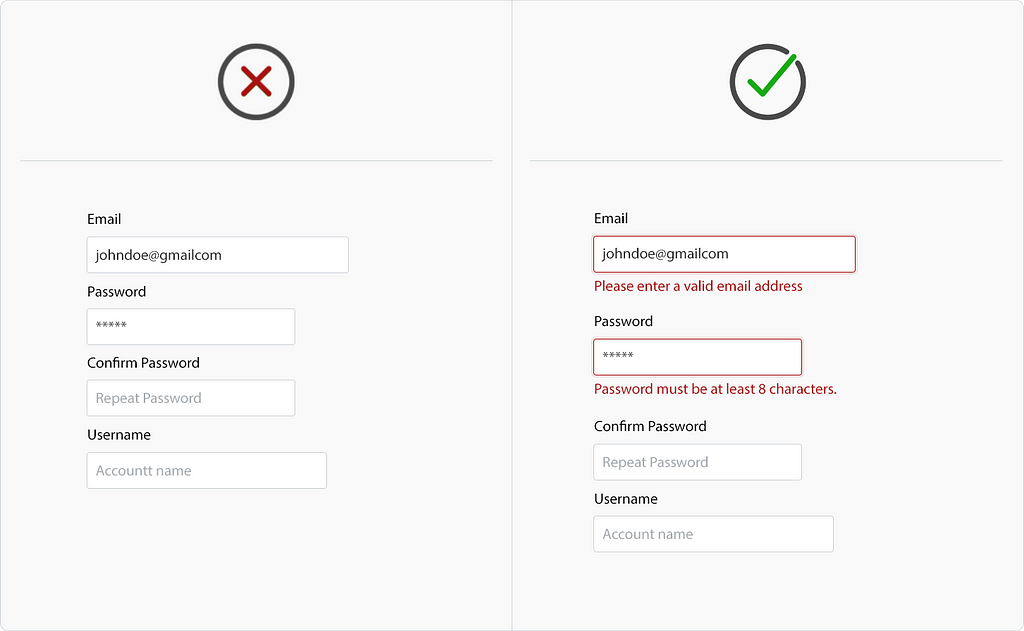 Validate the field as the user types in the information — inline validation.