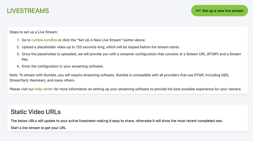 steps to set up rumble livestream