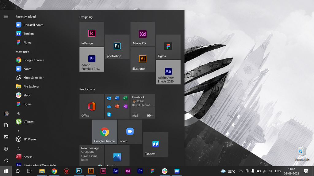 Screenshot of windows screen