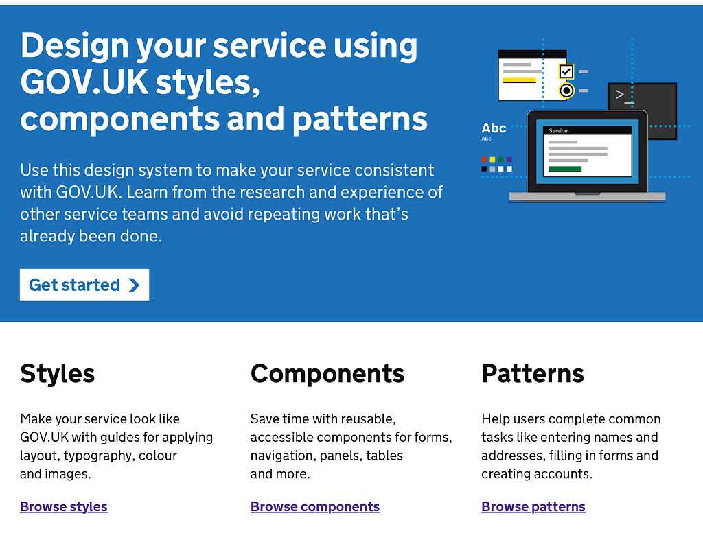 Screenshot of GDS Design System homepage