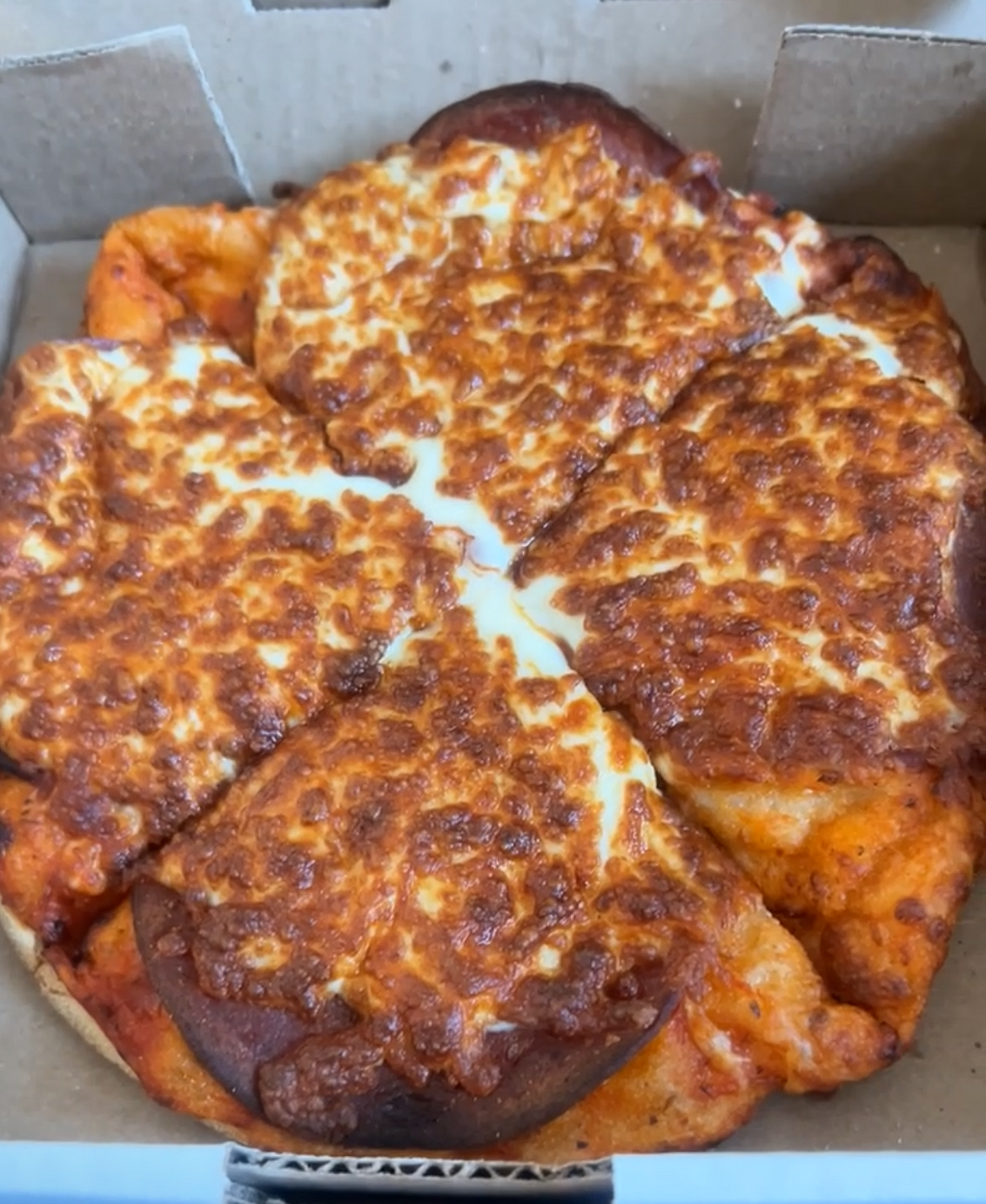 Close-up of the pepperoni pizza
