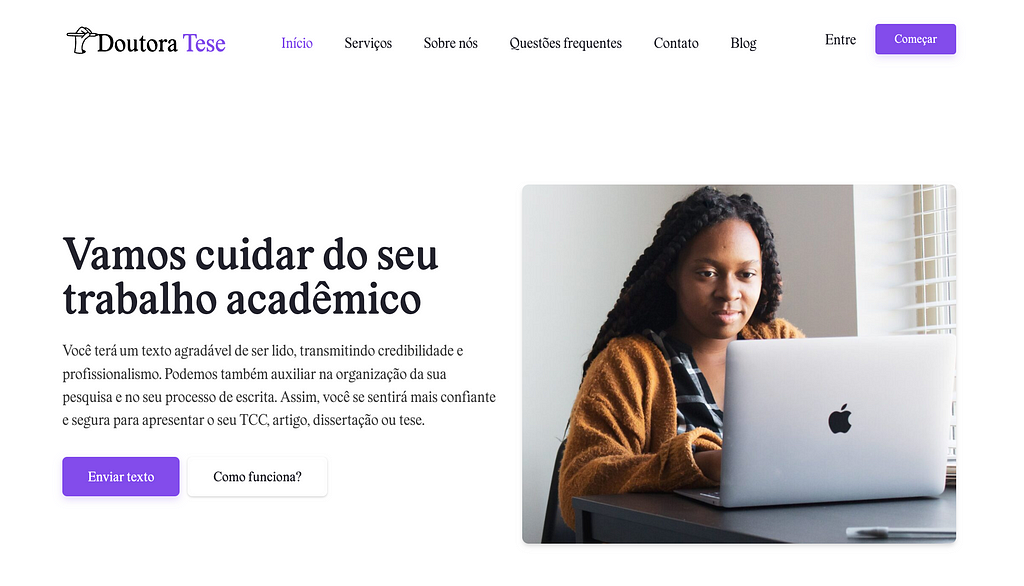 Captura de tela do site Doutora Tese.