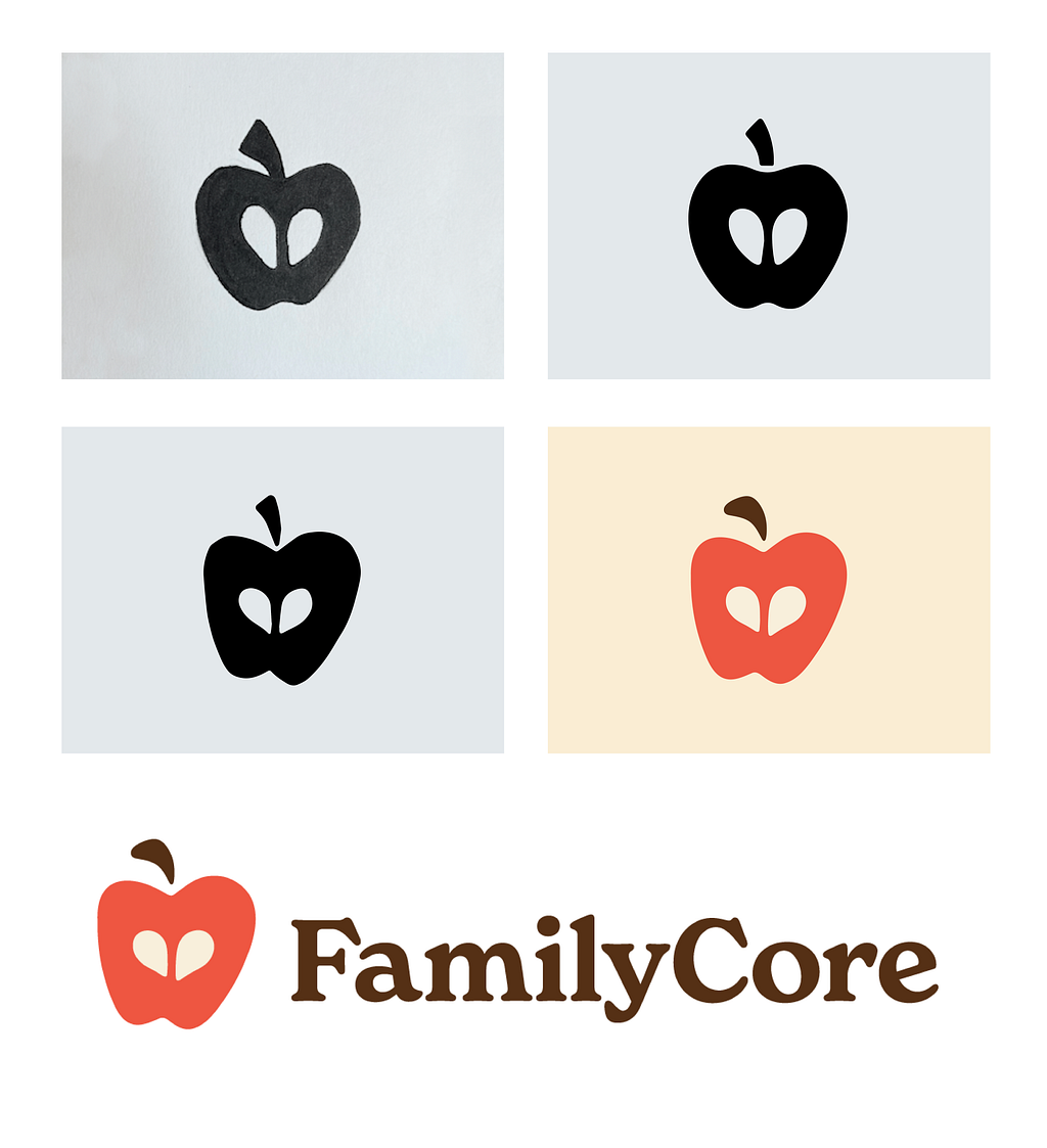 FamilyCore logo icon design from sketch to final version.
