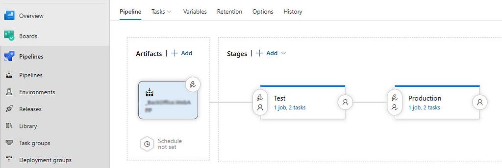 Release pipeline with multiple stages