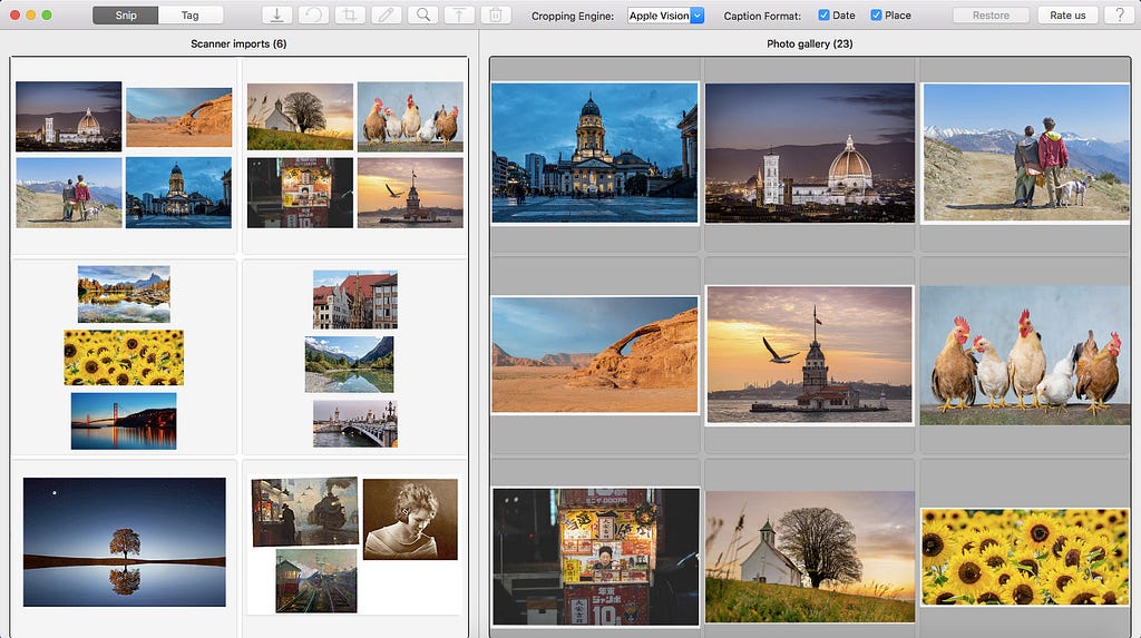 Batch cropping photos with SnipTag app for Mac