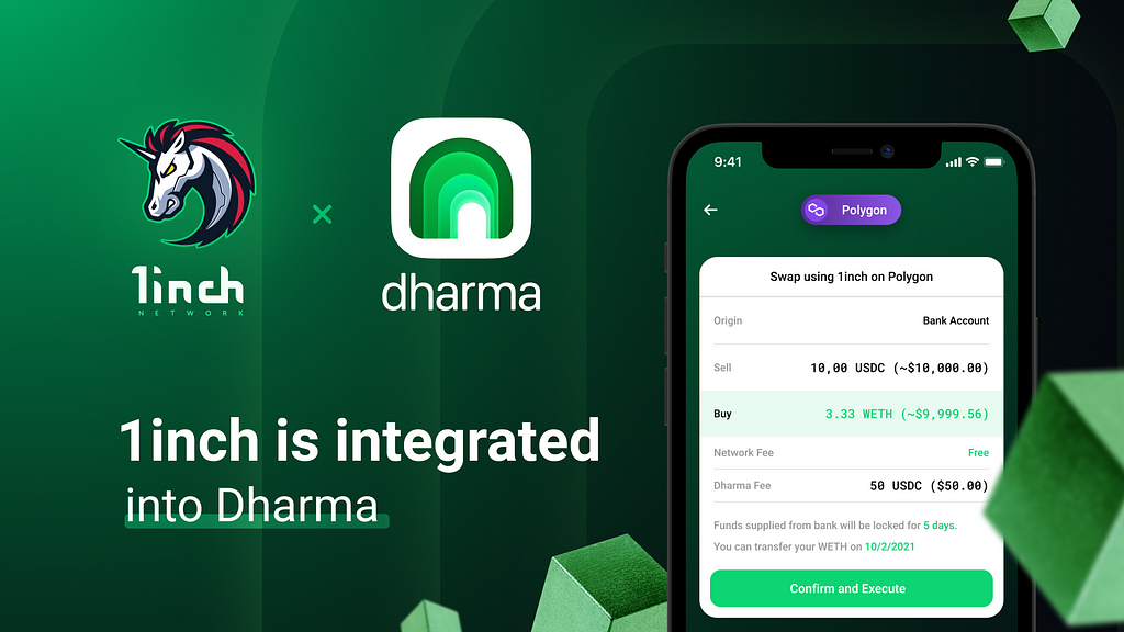 The 1inch Network is integrated into Dharma