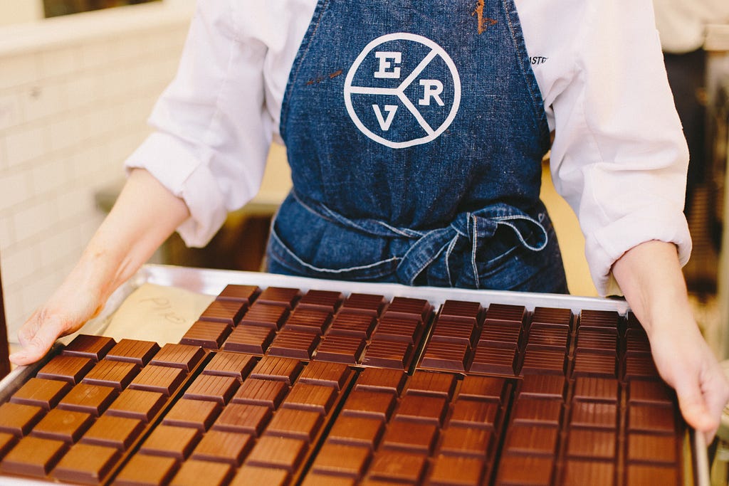 A tray of chocolate bars from East Van Roasters