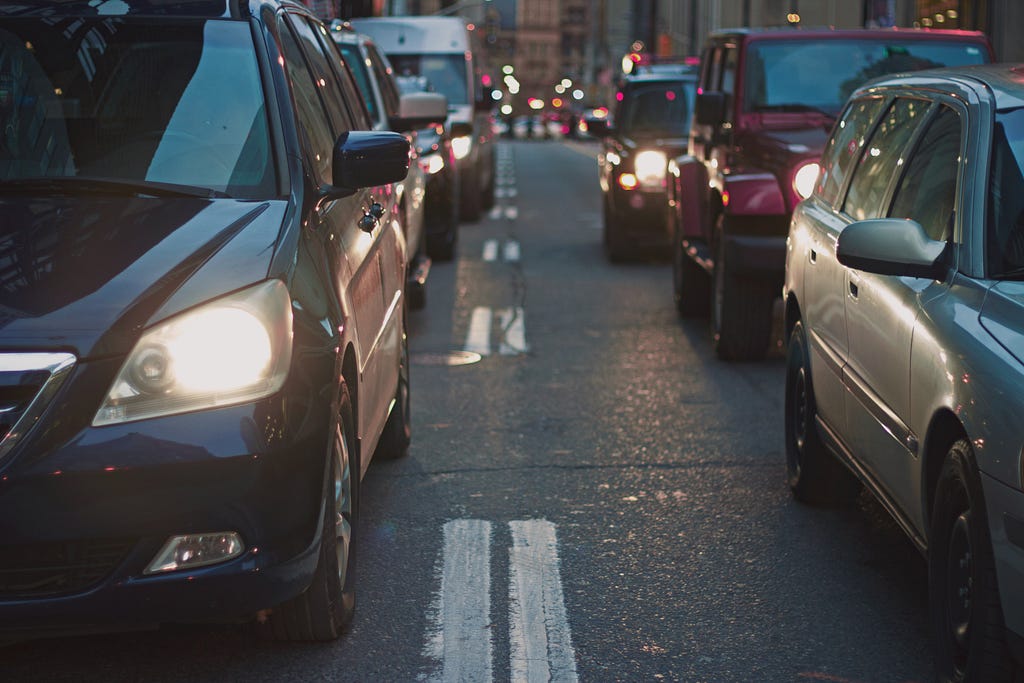 An image of traffic on a road