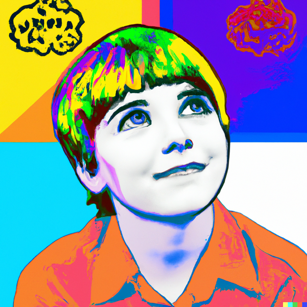 A boy, hoping and dreaming about the future, in the style of Andy Warhol, NFT-1 (Germano Costa)