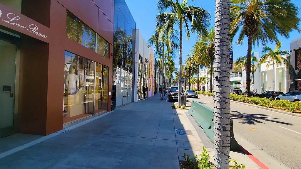 Rodeo Drive few steps away to the south of Beverly Hills Aesthetic Dentistry