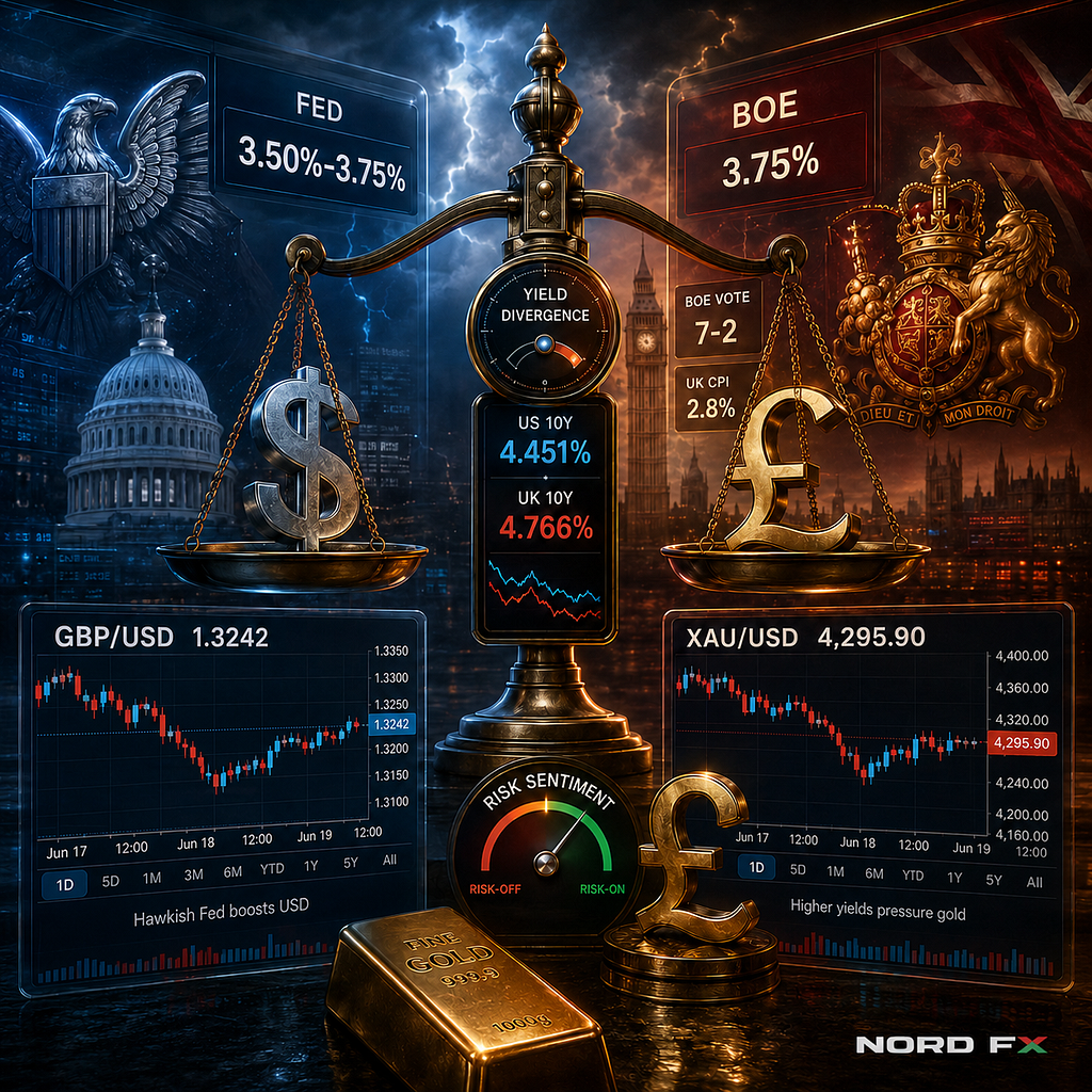 NordFX: Fed vs BoE: How Central-Bank Divergence Can Shape GBP/USD and Gold
