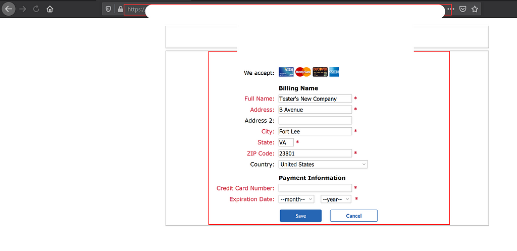 Screenshot showing the Payment Flow