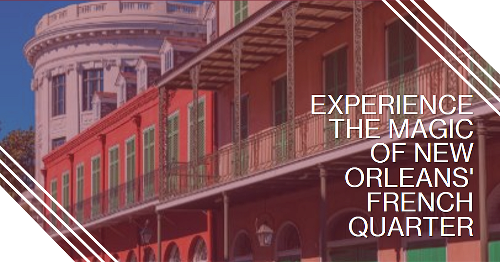 Let yourself be surrounded by the rich heritage and culture of New Orleans’ French Quarter. Feel the electric energy pulsing through the quarter as you experience the unique sights, sounds and flavors of this one-of-a-kind area. Immerse yourself in the bustling street life and experience the enchanting vibes of New Orleans’ French Quarter.