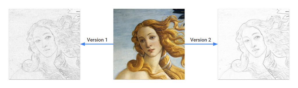 La nascita di Venere by Botticelli, with and without denoising