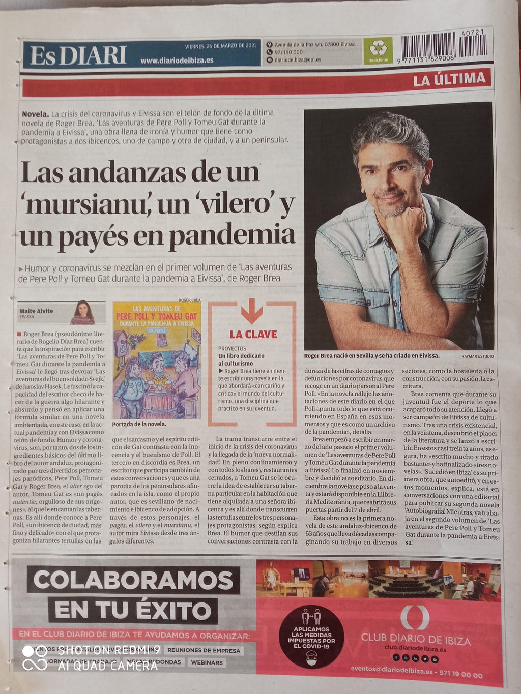 Noticia en el Diario de Ibiza del último libro publicado por Roger