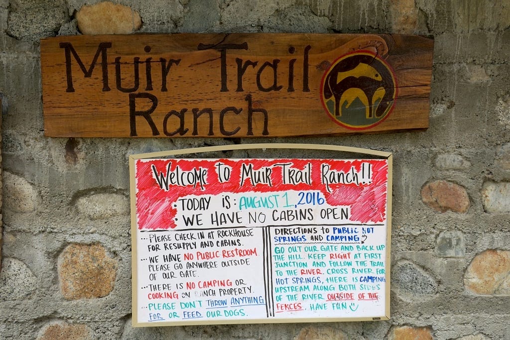 John Muir Trail JMT Muir Trail Ranch MTR welcome board