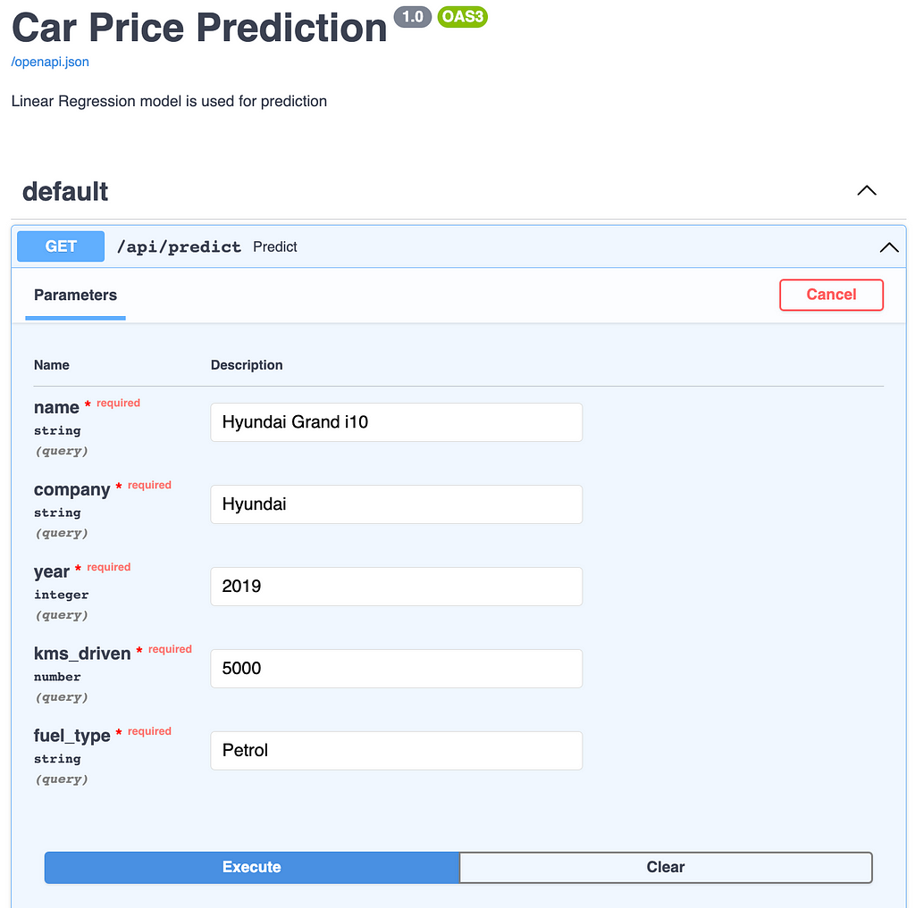 Passing parameters to the predict end point.