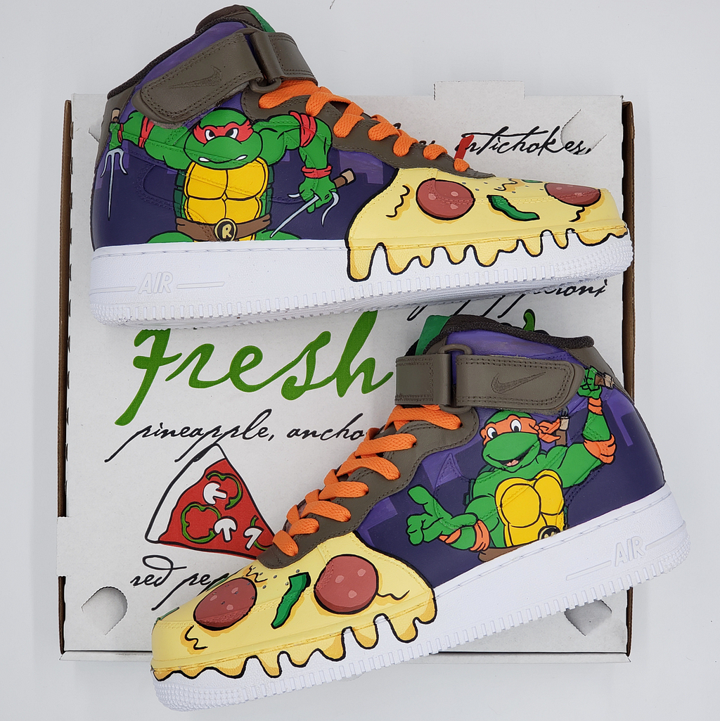 custom sneakers, “Teenage Mutant Ninja Turtles” High Top AF-1 by SQ Customs