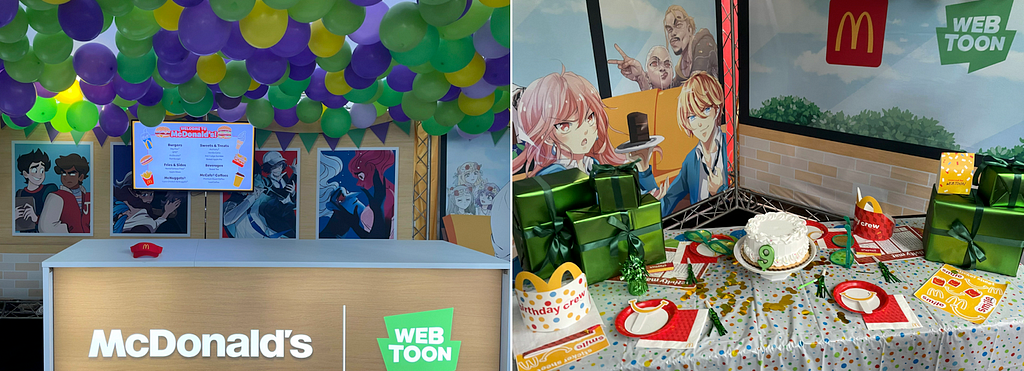 Mcdonald’s X Naver Webtoon Anime Expo Collaboration Booth and Table