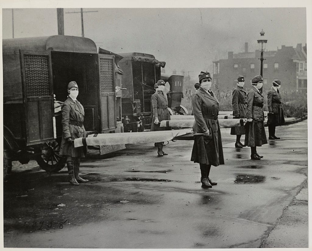 St. Louis Red Cross Motor Corps on duty. Oct. Influenza epidemic